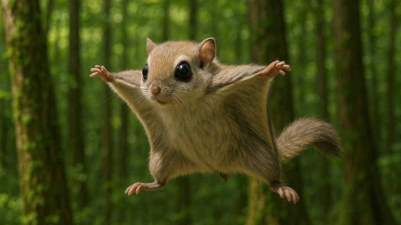 エゾモモンガ飛ぶ