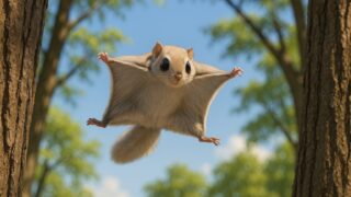 エゾモモンガ飛ぶ