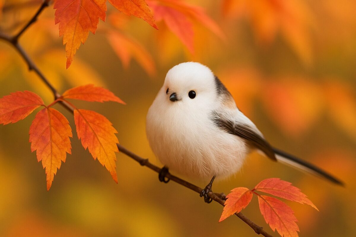 シマエナガの秋の様子｜ふわふわの羽と紅葉に映える観察ポイント