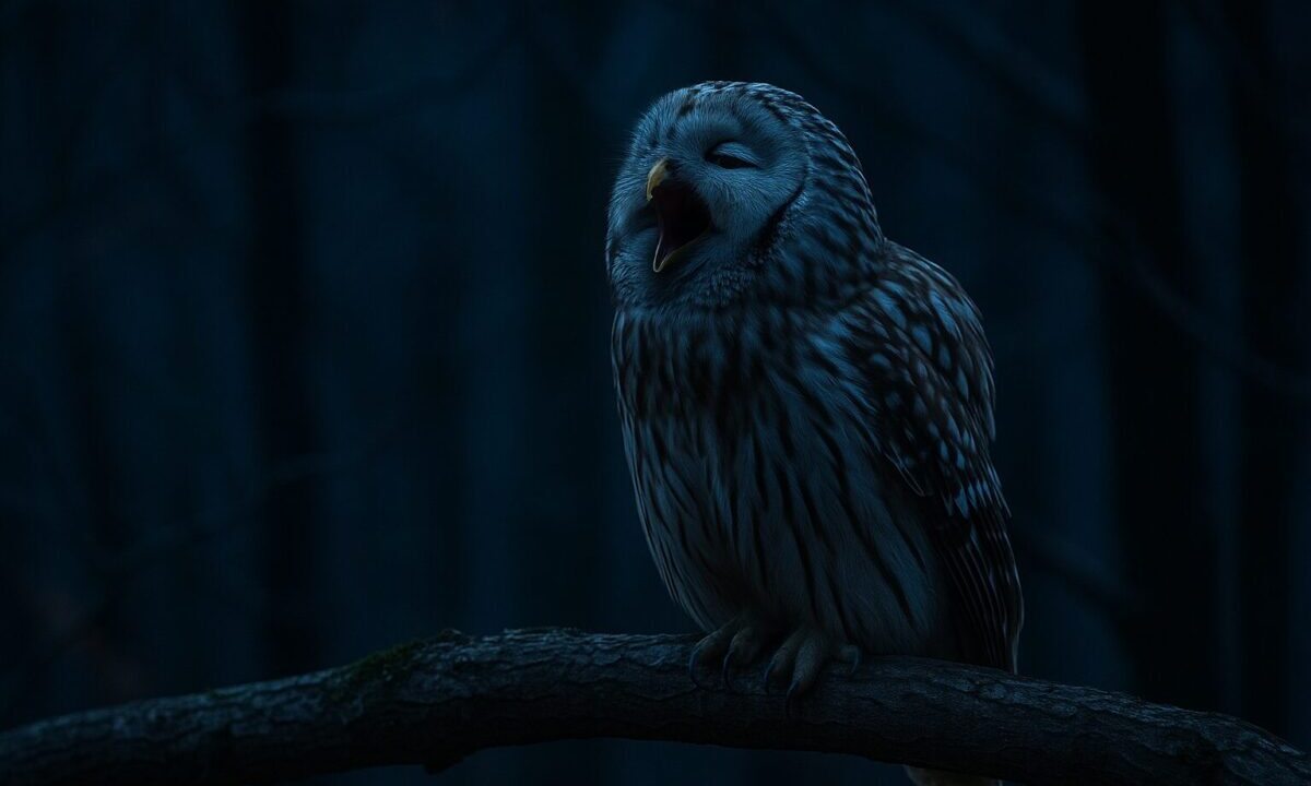 エゾフクロウ　鳴く