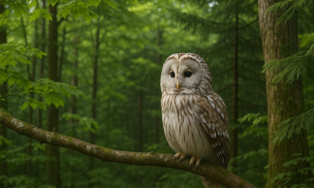 森林　エゾフクロウ
