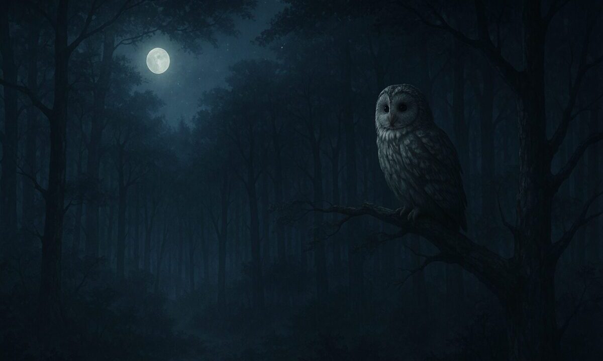 夜のエゾフクロウ