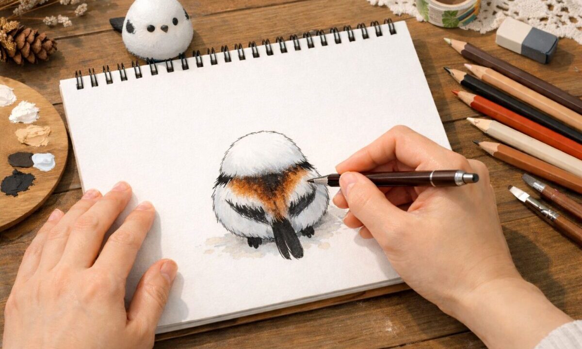 シマエナガのイラスト