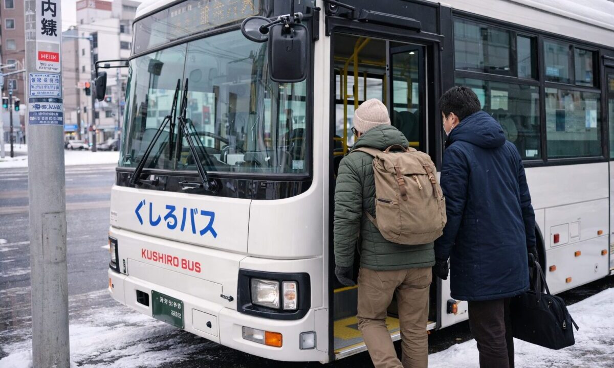 バスに乗り込む