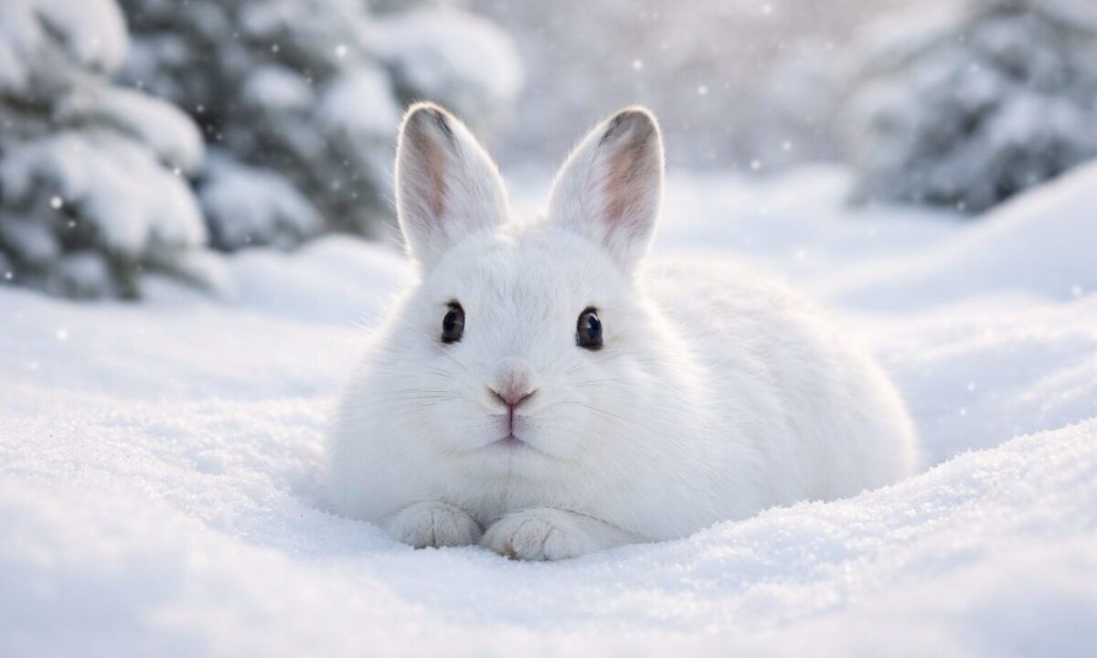 エゾ雪うさぎ　雪の上