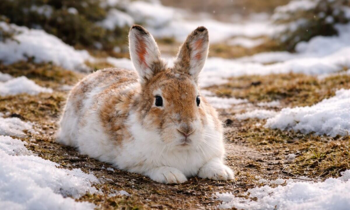 エゾ雪うさぎ　換毛期
