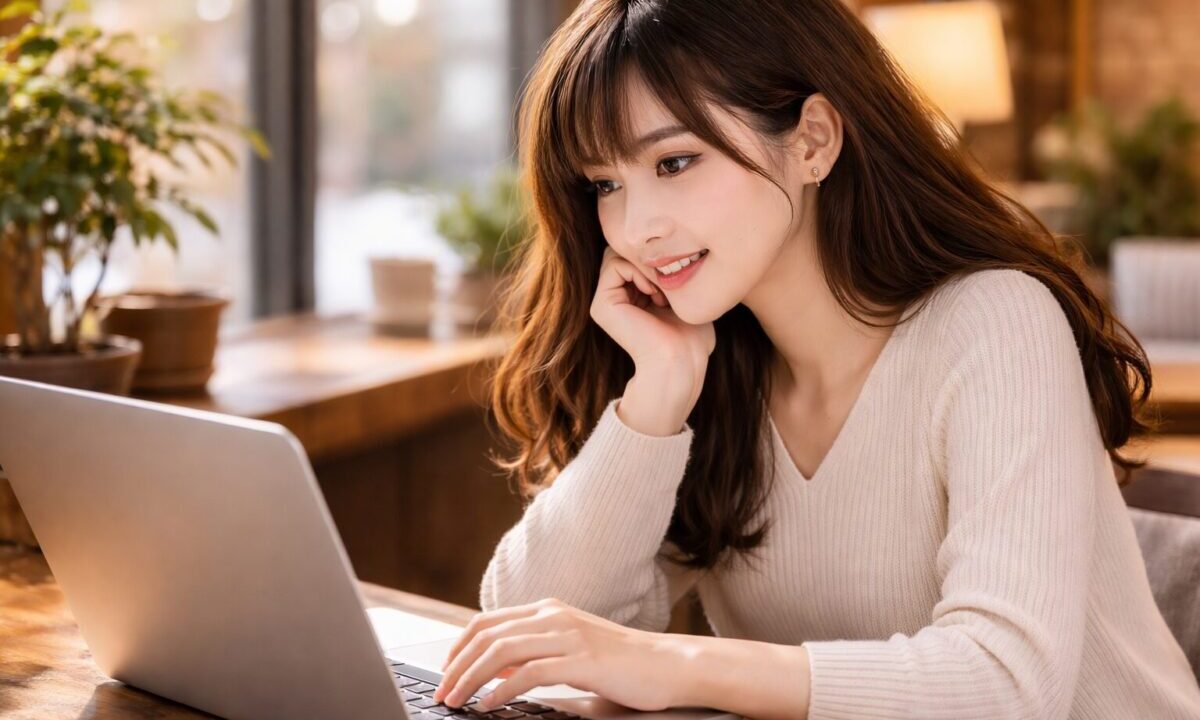 調べ物をする女性