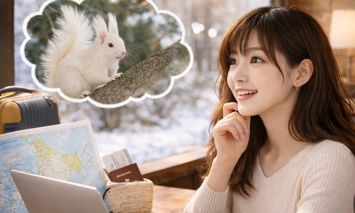 白いエゾリスに会えるかな