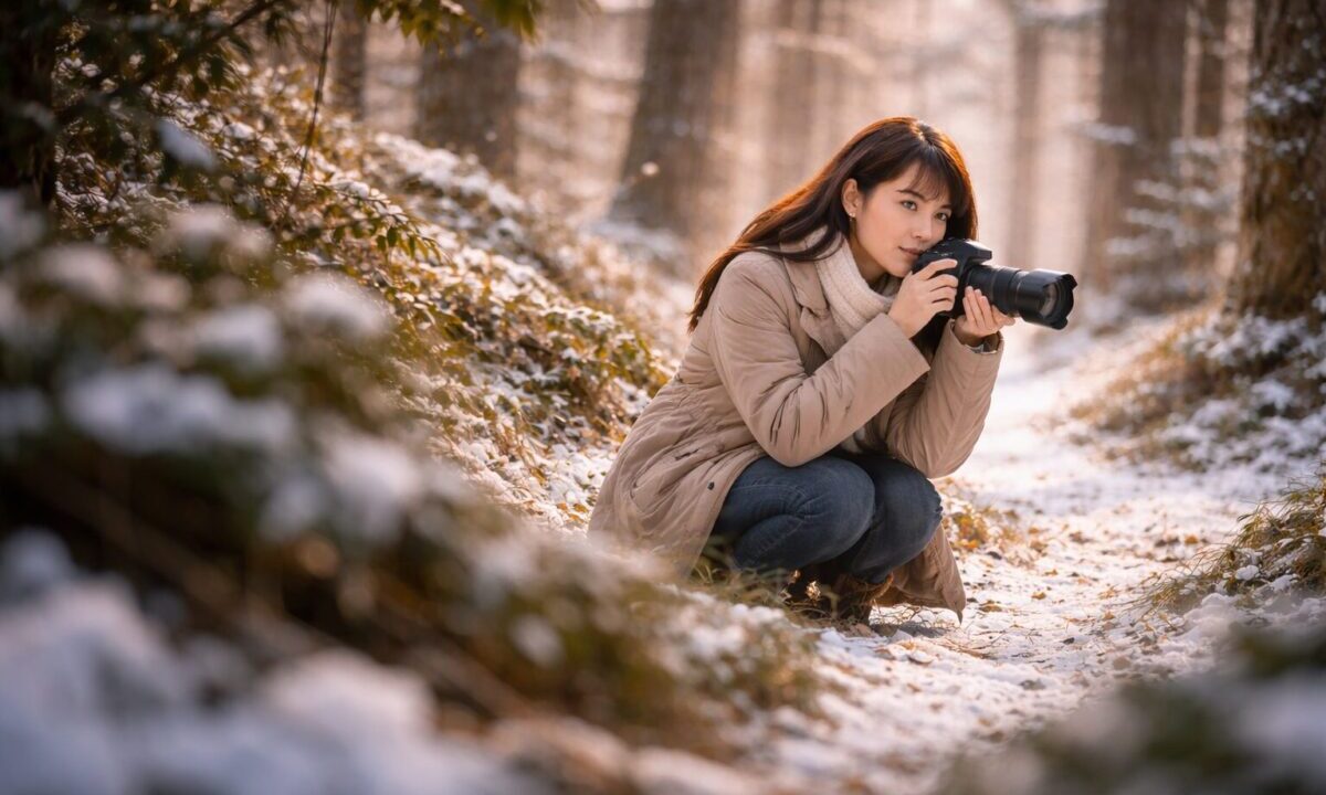 カメラを構える女性