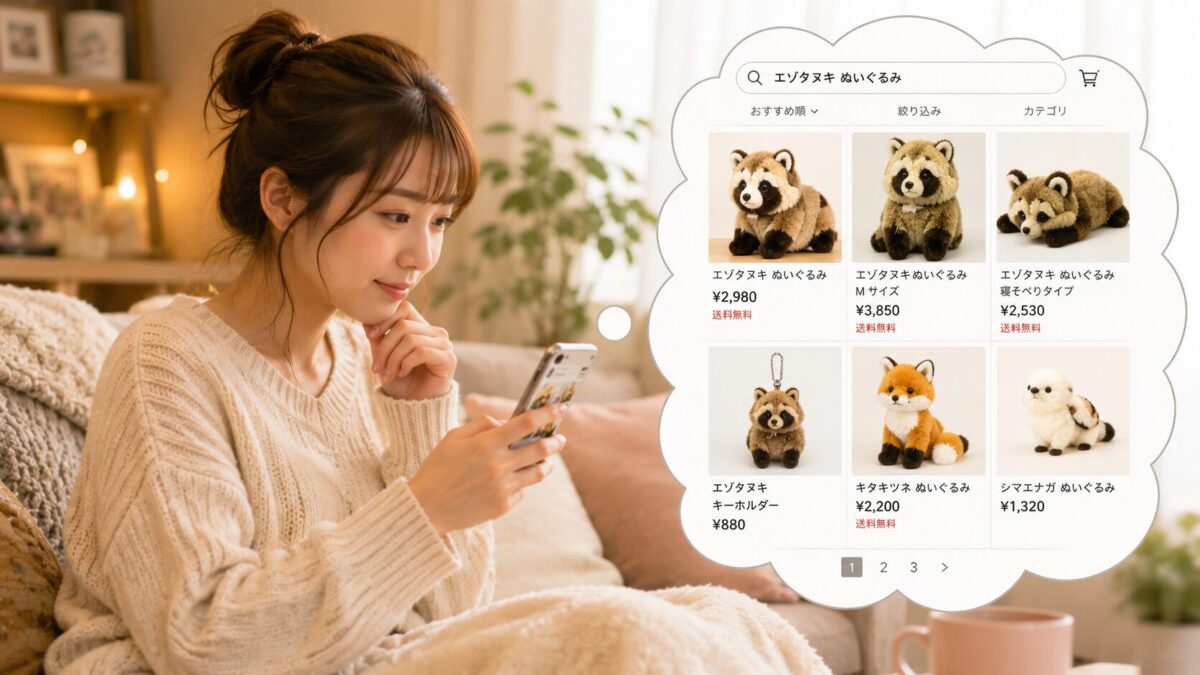ネットで調べる女性