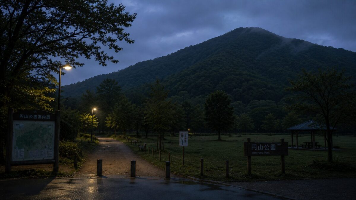 山の麓の公園