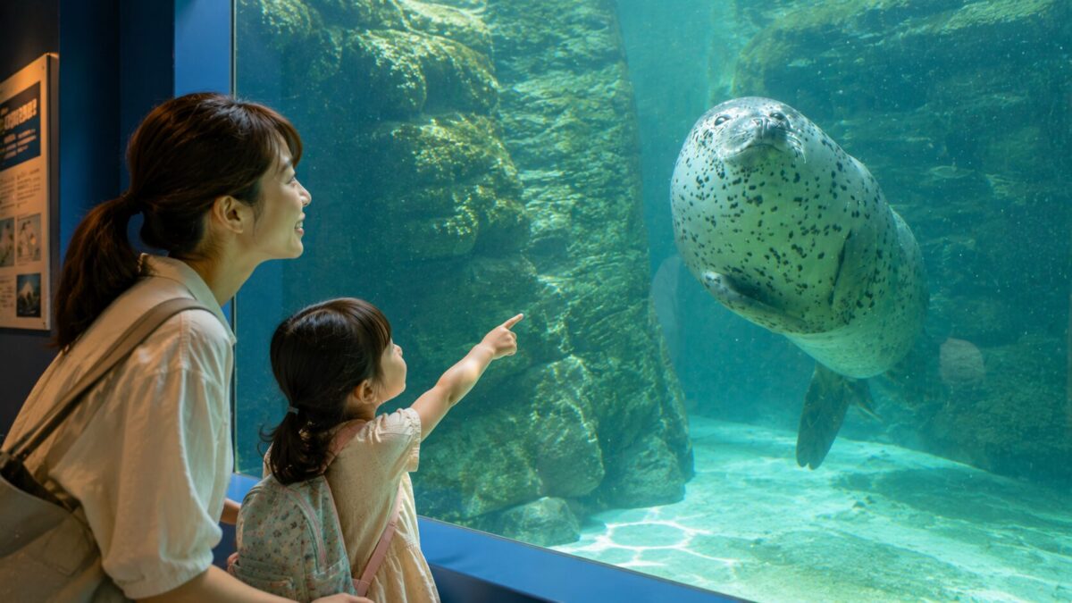 水族館での親子