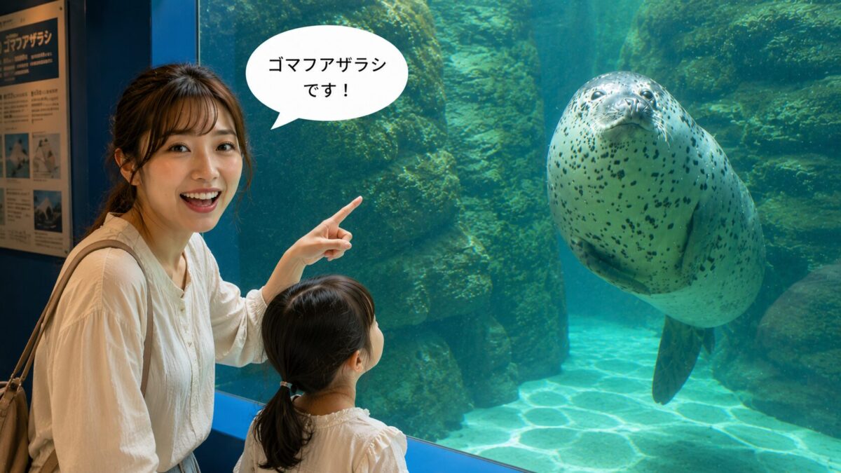 ゴマフアザラシと親子