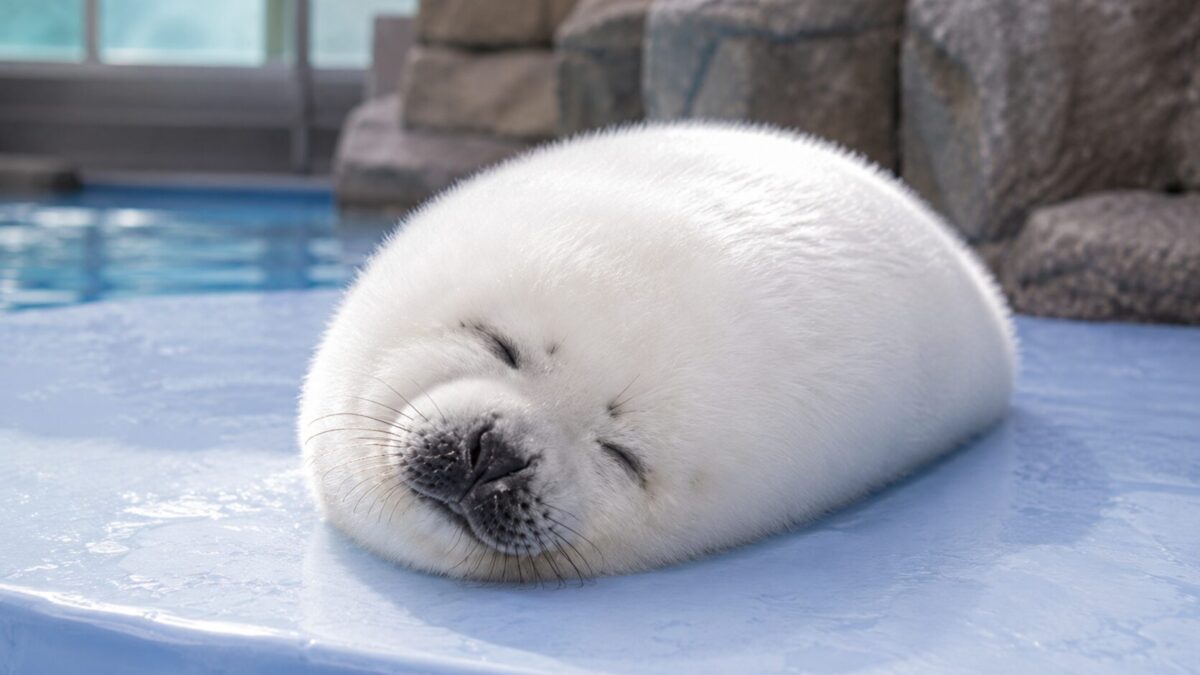 眠るアザラシの赤ちゃん