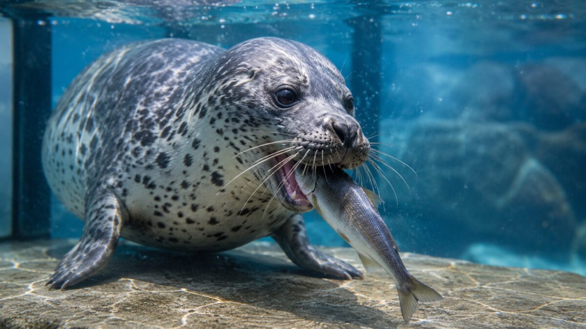 魚を食べるアザラシ
