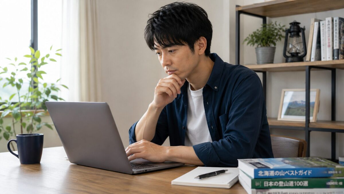 調べ物をする男性