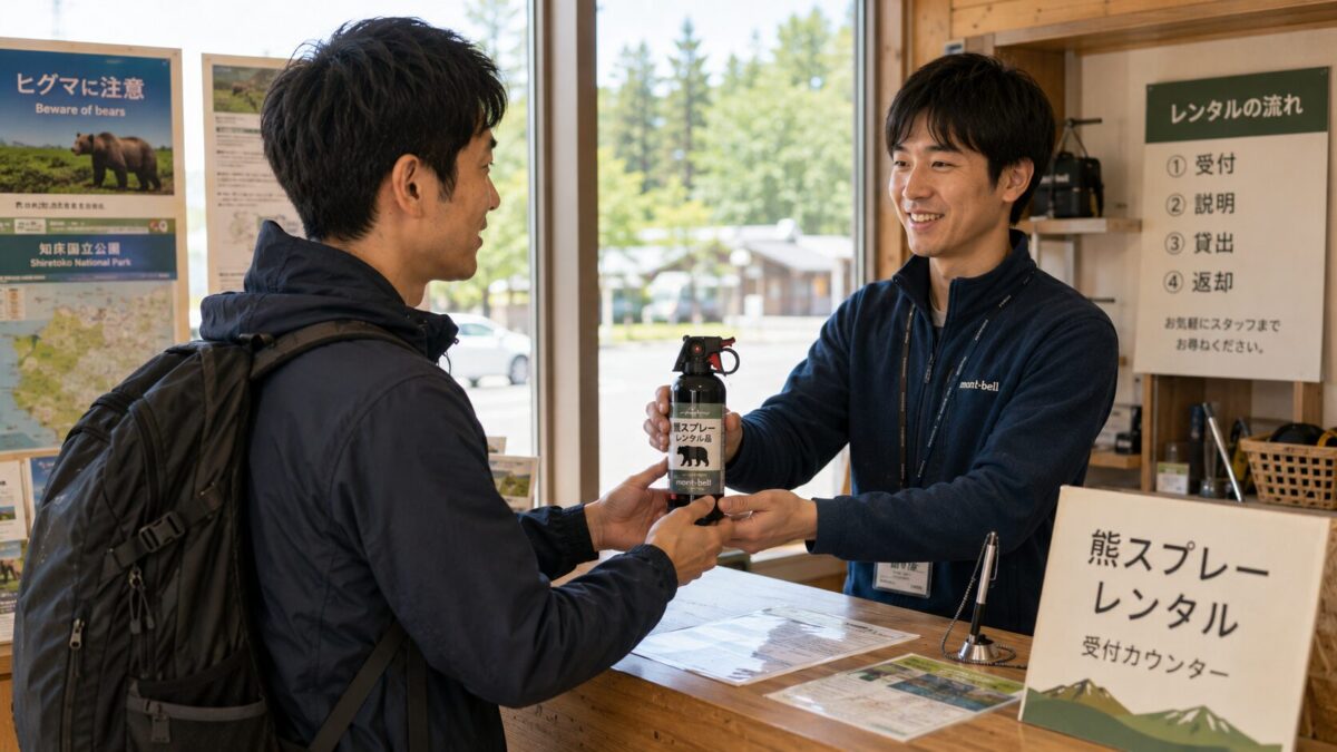 スプレーレンタルする男性