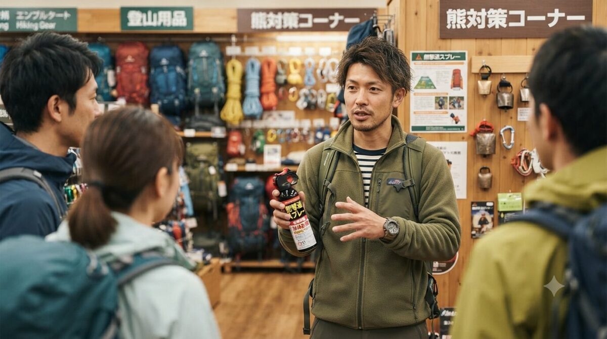 商品説明をする男性